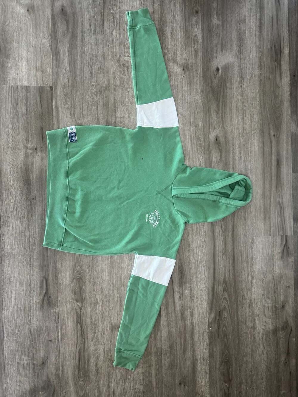 Abercrombie Kids Hoodie Size 13/14 Green White Color Block Logo